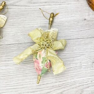 Vintage Floral Christmas Ornaments: Shabby Chic Cottagecore Decor, Set of 4